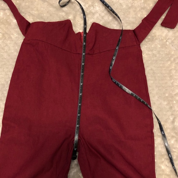 Burgundy Wine High Waist Paperbag Bow Tie Pants - Picture 7 of 11